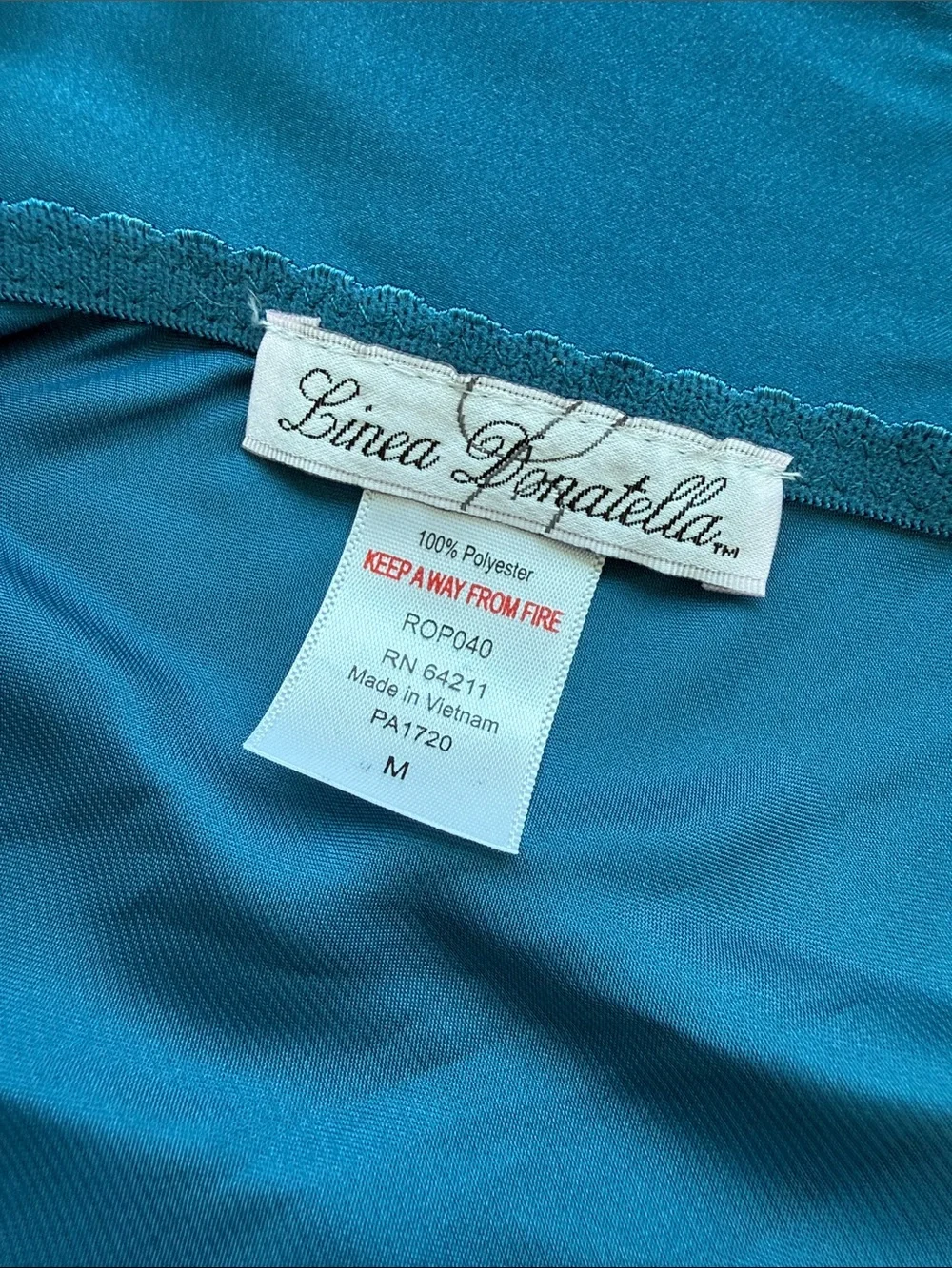 Linea Donatella Teal Lace-Trim Satin Cami & Short Set